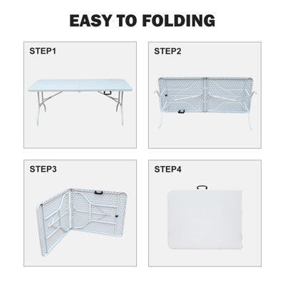 Table pliante de 6 pi, table en plastique portative pour le camping, pique-niques, fêtes, table pliable à forte charge blanche