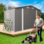 Remise à outils de jardin en métal gris 10 x 8 pi, portes doubles verrouillables, fenêtres d'aération, idéal pour ranger des barbecues, des générateurs, un grand espace de rangement extérieur multifonctionnel avec évent à loquet et transparent