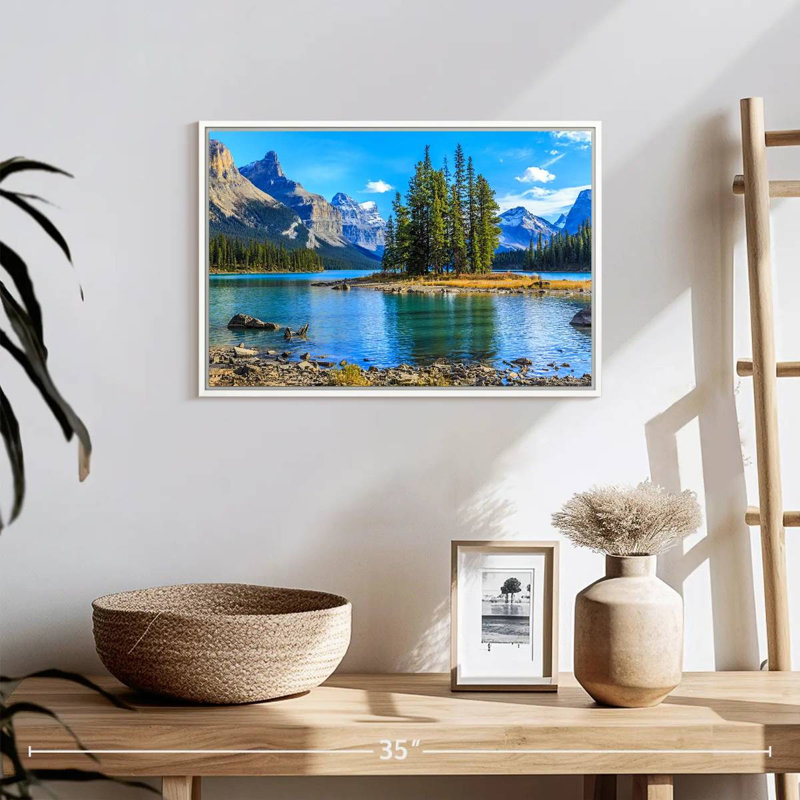 Lac Maligne, 19 po x 13 po, Cadre flottant blanc