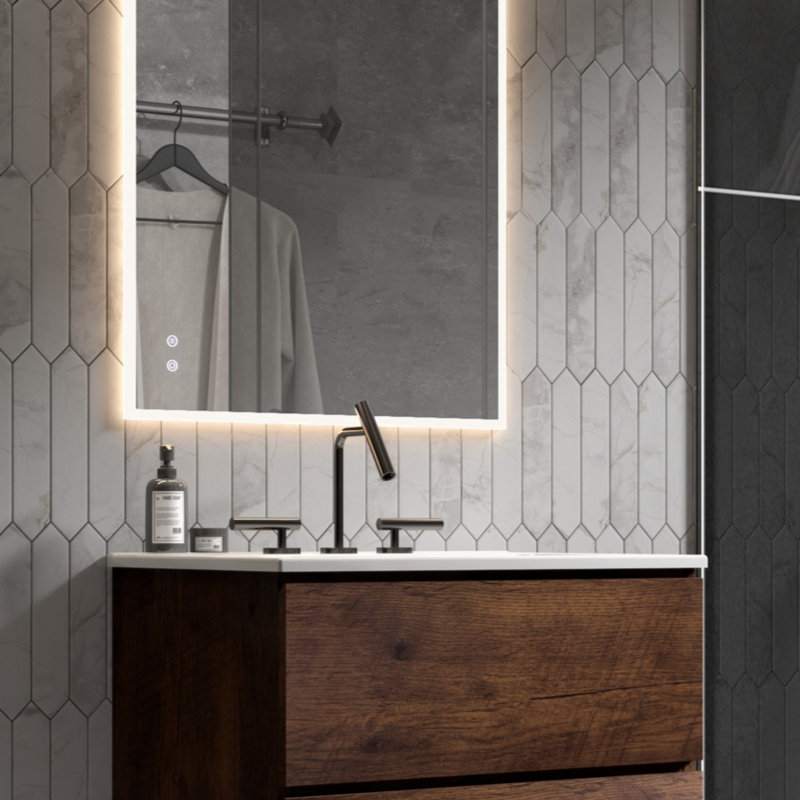 Integrated White Ceramic Basin With One Predrilled Faucet Hole, Drain Assembly NOT Included, 4" Centers