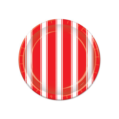 Assiettes à rayures rouges et blanches