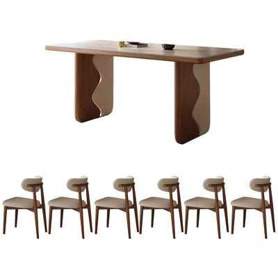 Ensemble de table de salle à manger beige en pierre frittée
