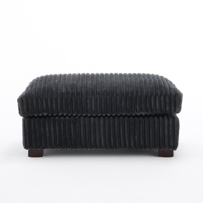 Repose-pieds rembourré rectangulaire en flanelle de fourrure de lapin, pièce modulaire simple pour canapé modulaire, Gris