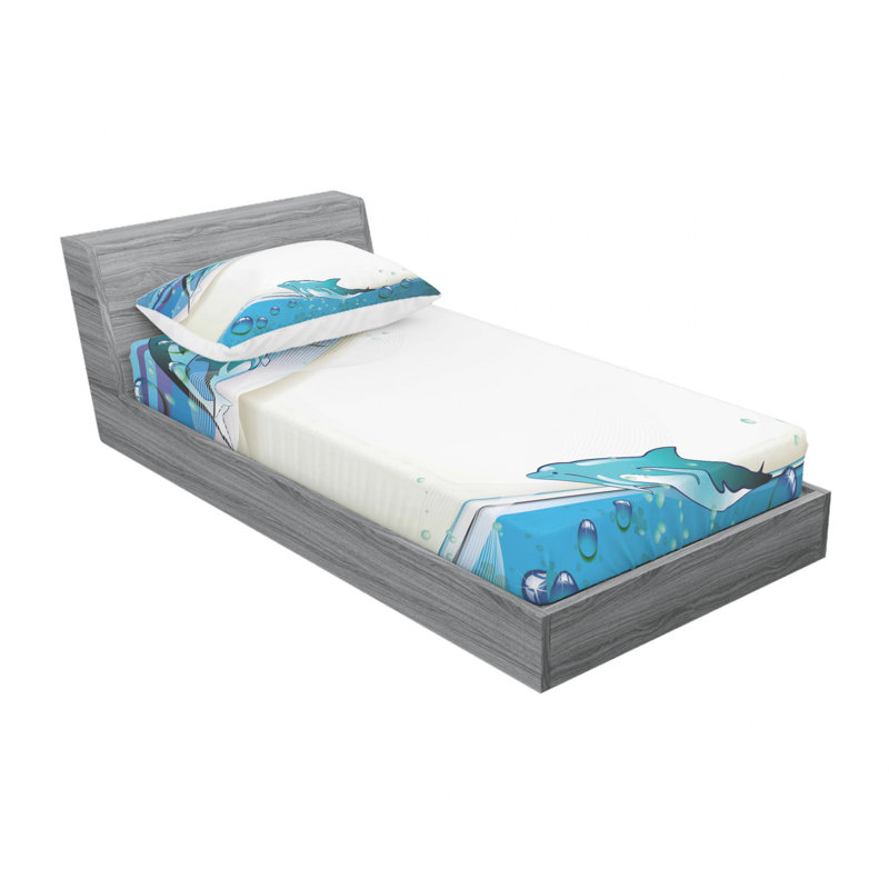Ensemble de draps dauphins sur mer, Ensemble de draps pour lit simple avec drap-housse