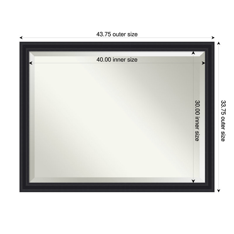 Dalat Beveled Framed Wall Mirror, Black, 33.75" x 43.75"