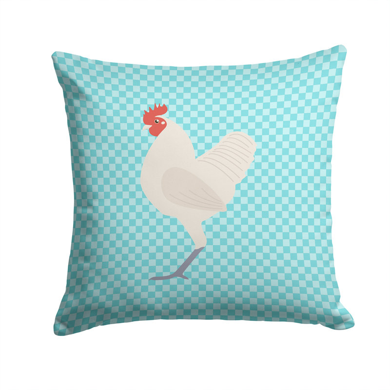 Coussin décoratif extérieur à langshan de poulet, 14 po x 14 po, Bleu