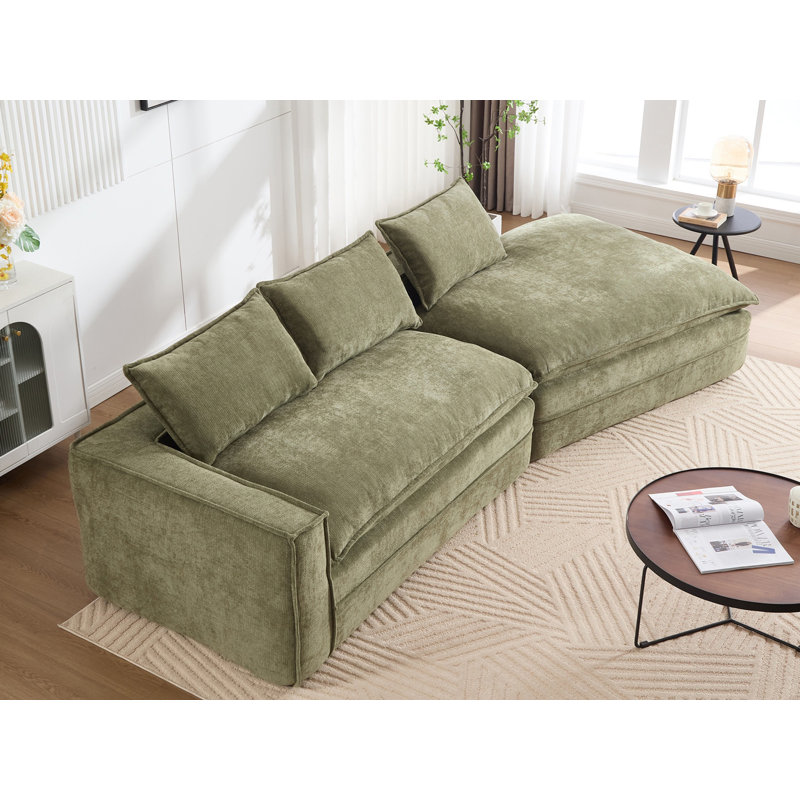 Canapé modulaire rembourré, Tissu vert