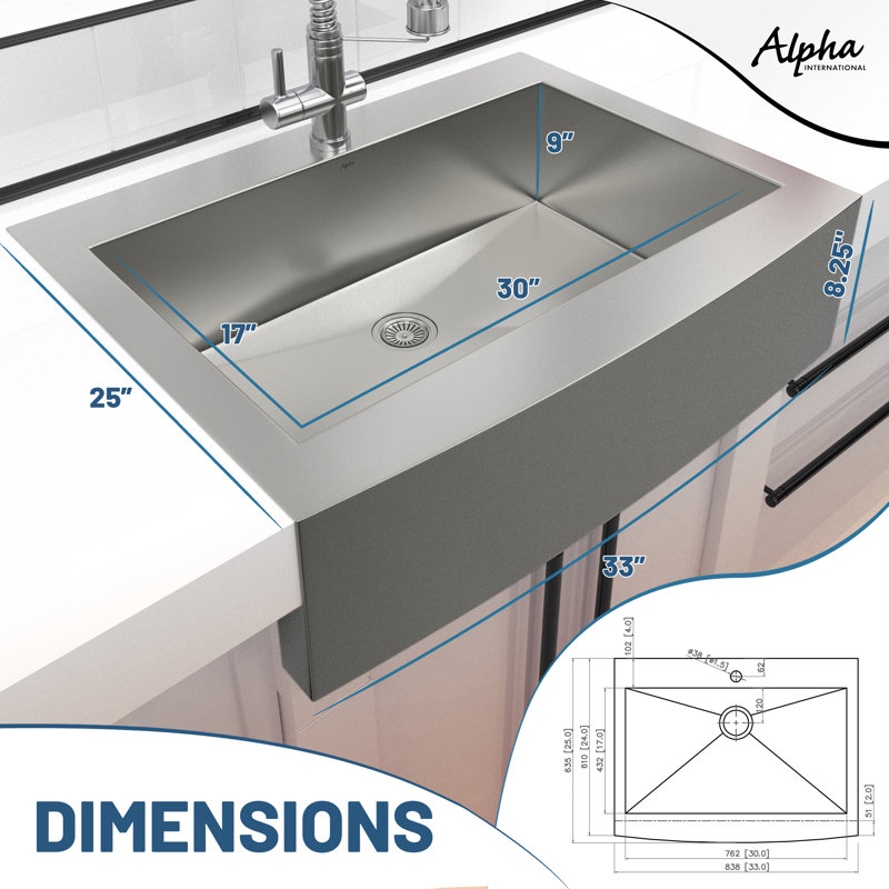 Top Mount Apron Front 33" Farmhouse/Apron Kitchen Sink