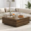 Table basse moderne carrée 43 po avec 2 tiroirs, grande table centrale carrée, table basse en bois pour le salon-148553216-152937838