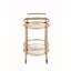 Chariot de service en verre transparent et finition or rose