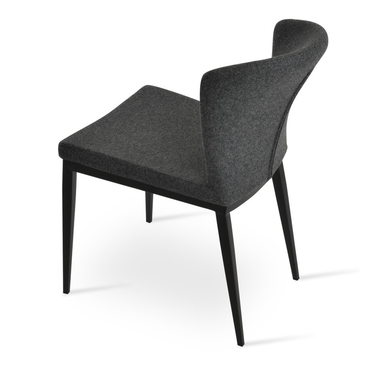 18'' H Wool Upholstered Metal Side Chair, Dark Gray, Black