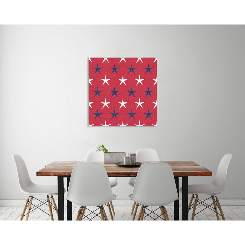 Étoiles et rayures foncé, motif IXA par Beth Grove - impression sur toile tendue, H 18 po x l 18 po x P 1,5 po