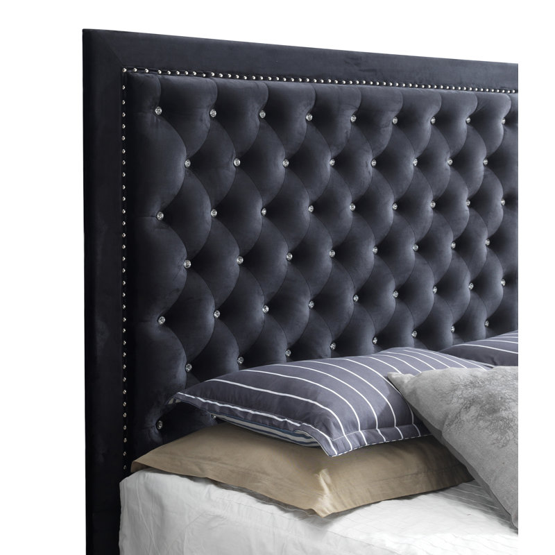 Janiya Upholstered Platform Bed, Black, Queen