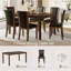 Ensemble de table à manger moderne 7 pièces avec 6 chaises rembourrées, ensemble de table à manger rectangulaire en bois pour 6 avec chaises, pour salle à manger, cuisine, restaurant, noyer