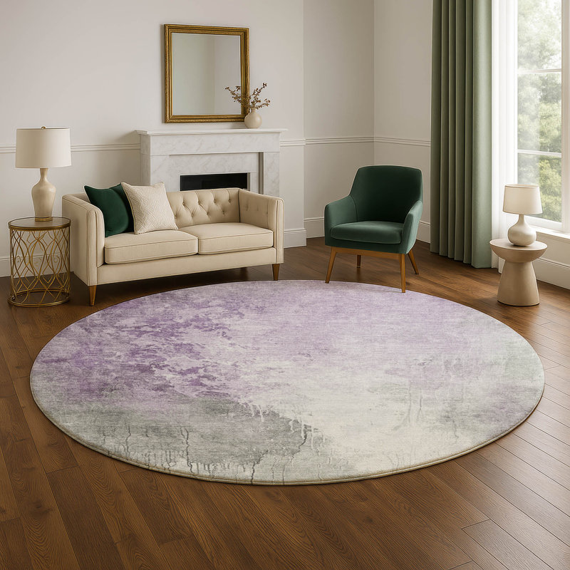 Premium Machine Washable Stallings AMF1842 Abstract Rug, Round 8'