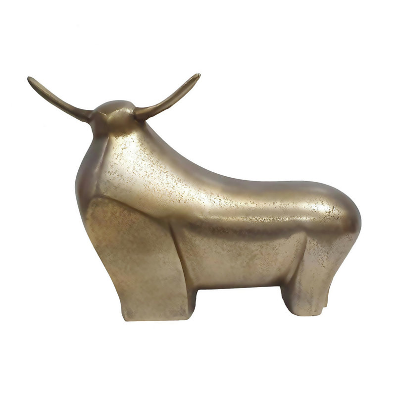 Bull Figurine Metallic Gold, 9.5" H x 4" W x 14" D