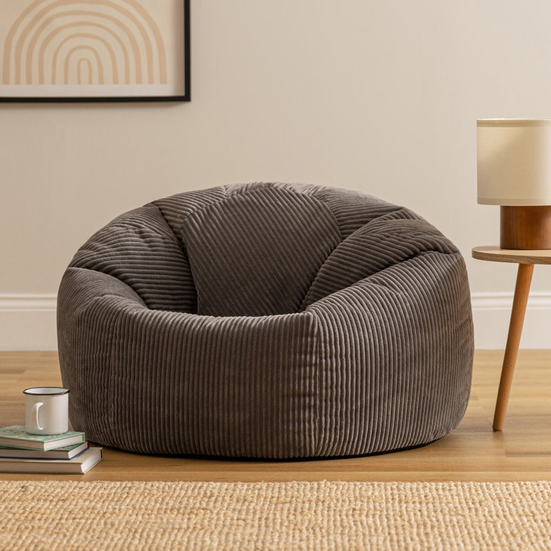 Kingston Corduroy Classic Bean Bag, Charcoal Grey