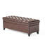 Banc de rangement avec repose-pieds Rhya, similicuir brun, bois noir, 50 po-1236388027