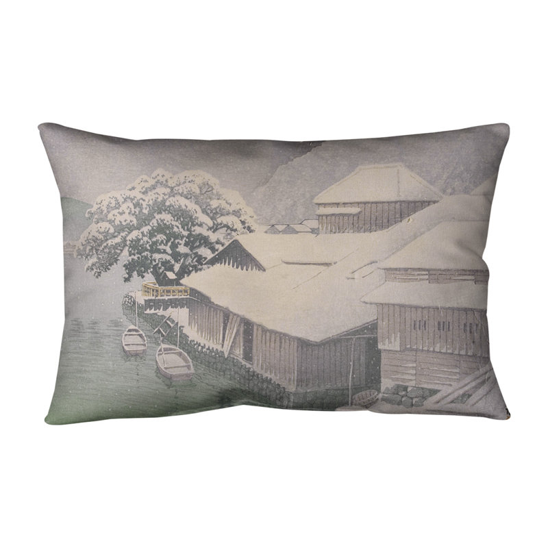 Coussin lombaire Ishinomaki, 10 po x 14 po, Vert, Duvet synthétique