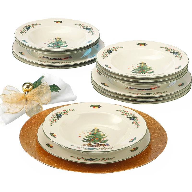 Marie Luise Weihnachten 12 Piece Bone China Dinnerware Set, Service for 6, Special Days Occasion