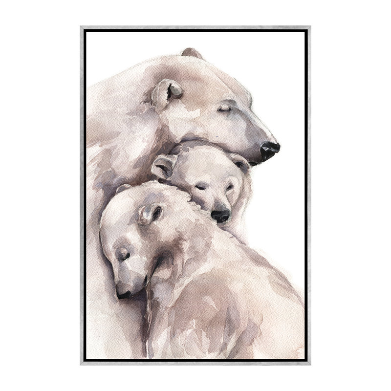 Décoration murale ours polaire pour enfants, H 60 po x l 40po x P 1,5 po, Toile avec cadre argenté