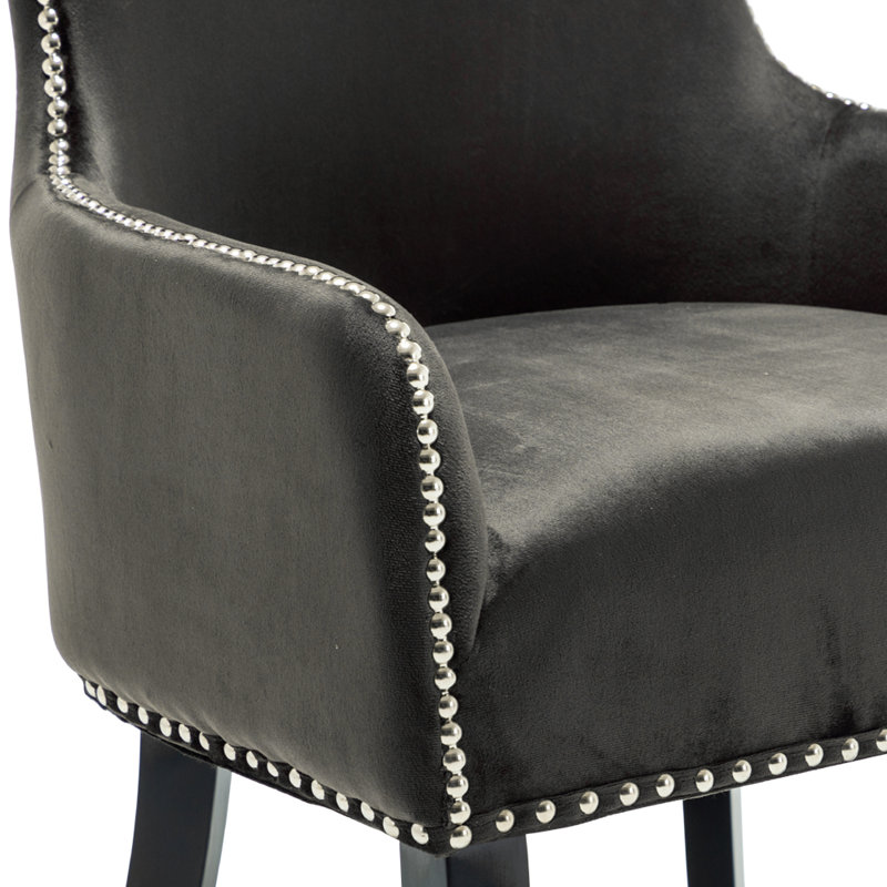 Latty 46cm H Velvet Upholstered Wing Back Side Chair Dining Chair, Coffee, 2