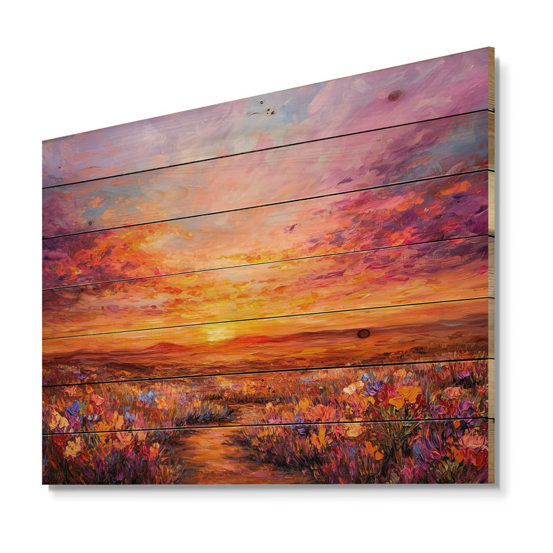 Décoration murale El Paso Sunset I - Texas Landscape sur bois de pin naturel, H 34 po x l 44 po