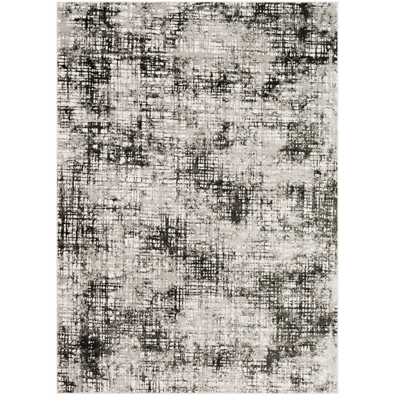 Tapis décoratif gris à motif abstrait Ufomba, Rectangle 2 pi x 3 pi