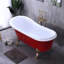 Vanity Art York 67 in. Red and White Acrylic Clawfoot Freestanding Soaking Bathtub with Left Pop-Up Drain
