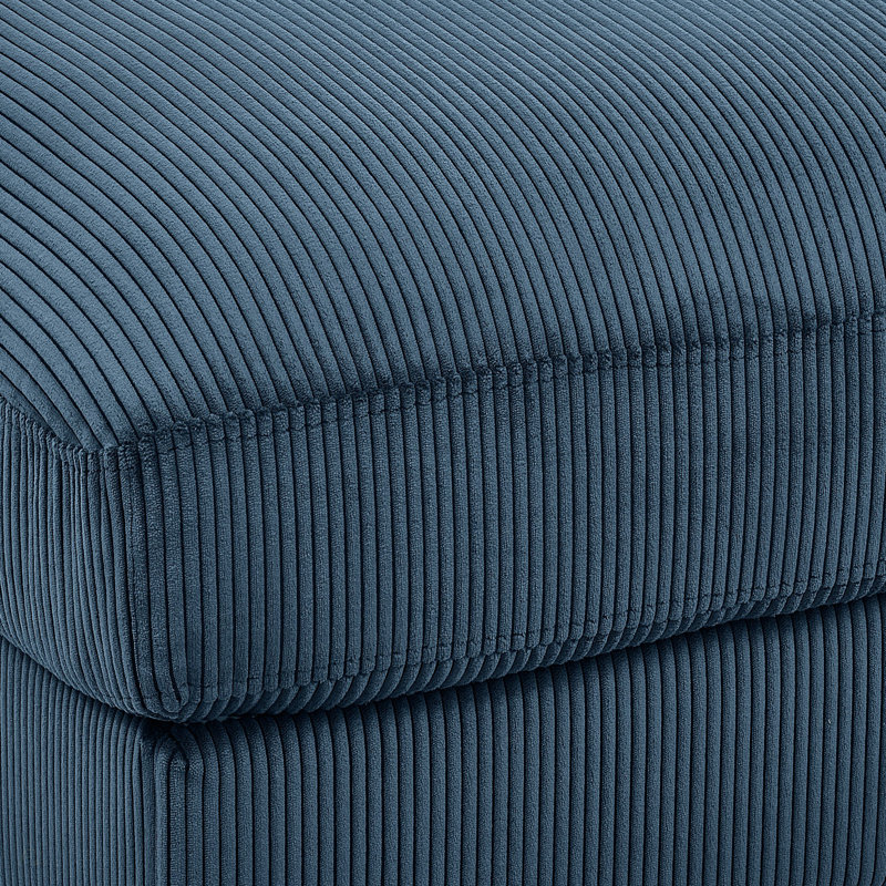 Corduroy Upholstered Rectangle Ottoman, Dark Blue