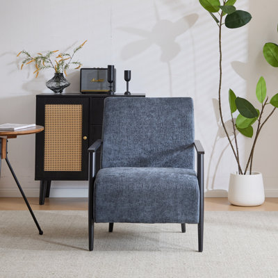 Méridienne moderne de 26,38 po gris-bleu avec revêtement en polyester et structure en métal robuste, idéale pour le salon, la chambre à coucher ou le bureau