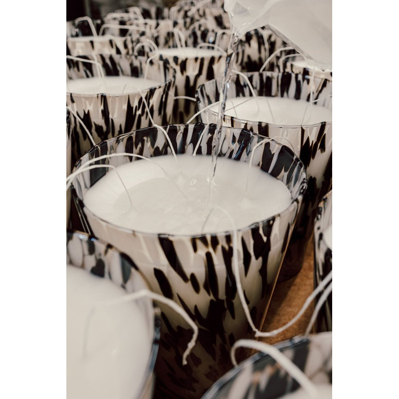 Pearls Black Candle, 13.8" H x 9.36" W x 9.36" D