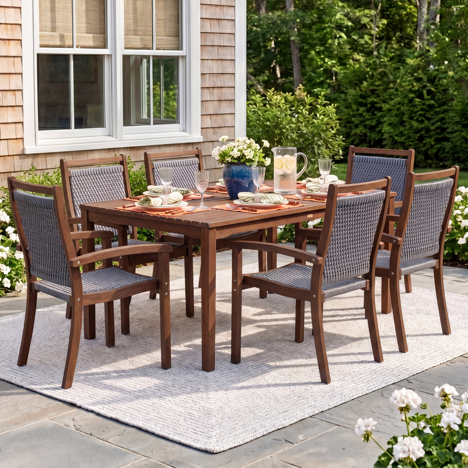 Fleur 64" Eucalyptus Patio Dining Set