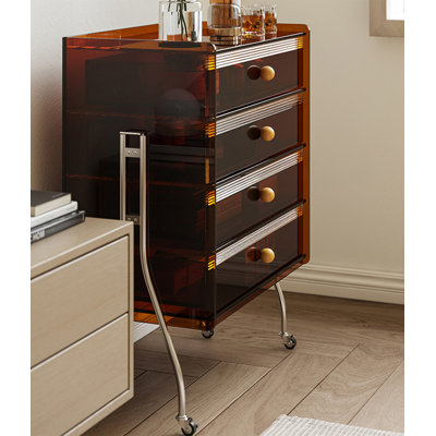 Light Luxury Style Acrylic & Stainless Steel Accent Cabinet