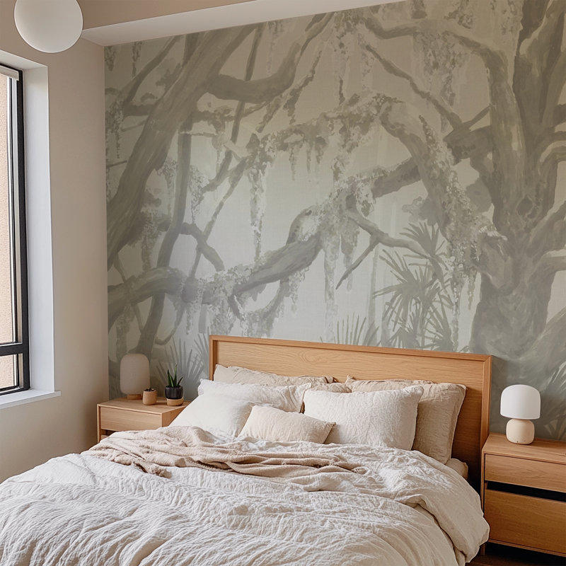 Murale Kiawah Oaks par Megan Molten, Beige, Papier