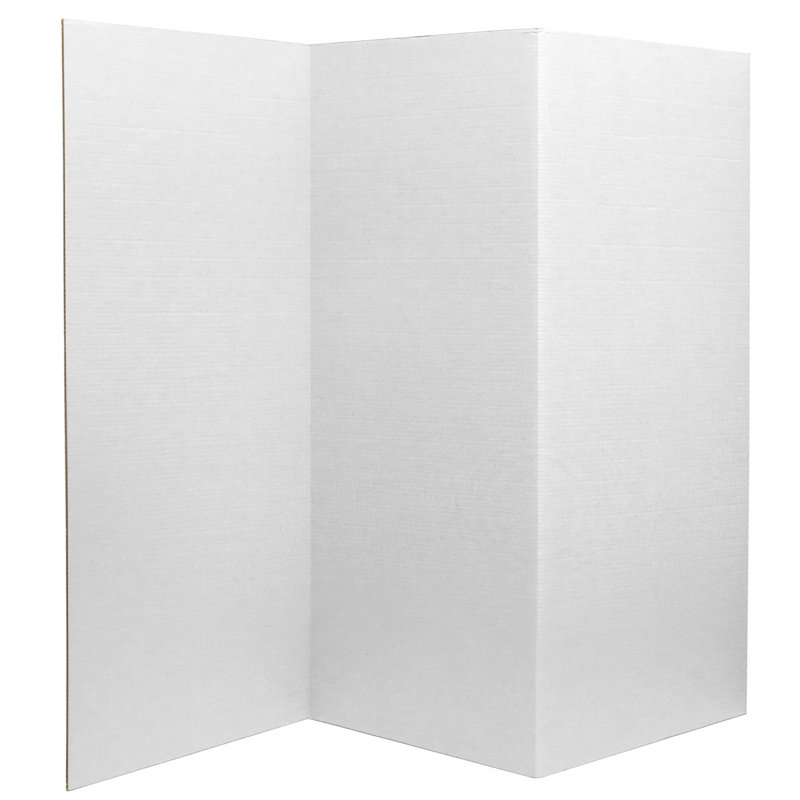 3 ft. Short White Cardboard Folding Screen with 3 Panels