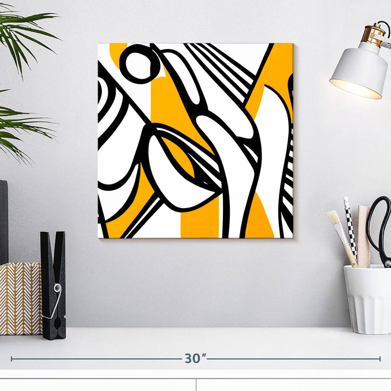 Lignes noires et jaunes Avery, H 16 po x l 16 po