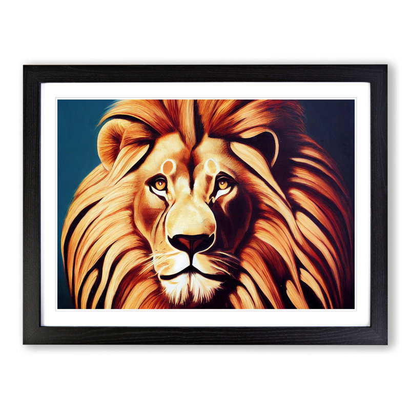 Prime Lion - Single Picture Frame Print, 34cm H x 46cm W x 2cm D, Black Framed