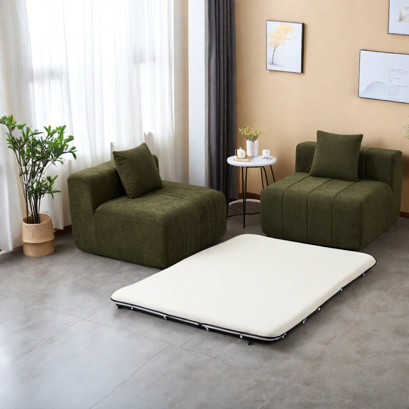Canapé modulaire confortable en chenille, design modulaire vert pour la vie