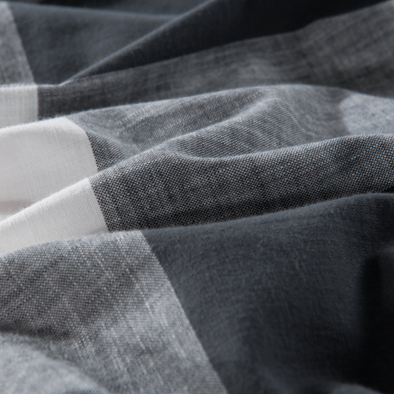 Ensemble de housse de couette 100% coton à carreaux teints avec flammé texturé, ensemble de literie de ferme doux et respirant, certifié OEKO-TEX