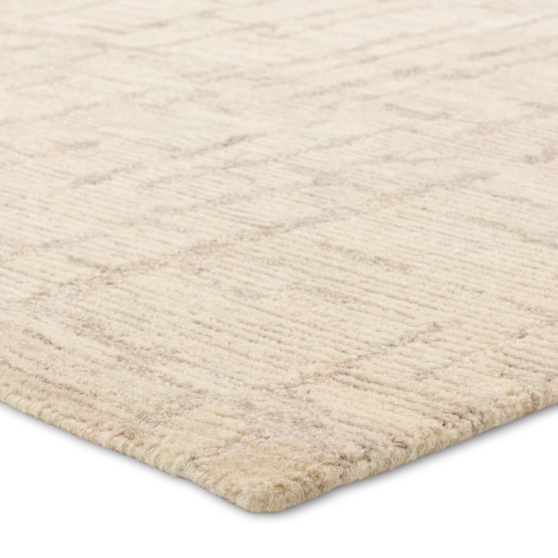Orren Ellis Herculean Handmade Striped Taupe/Cream Area Rug, Rectangle 9' x 12'
