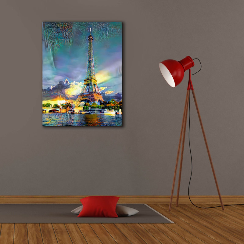 «Paris France Eiffel Tower» par Pedro Gavidia, art mural sur toile, H 34 po x l 26 po x P 1,5 po