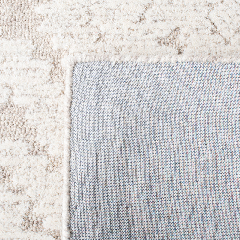 Tapis géométrique beige en coton / laine touffeté à la main Patricia, Rectangle de 5 pi x 8 pi
