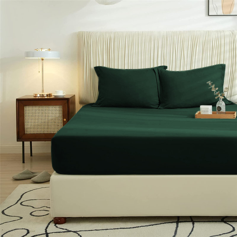 Super Soft Extra Deep Microfiber Brushed Fitted Sheet, Double (4'6), Emerald