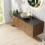 Lavabo de meuble-lavabo flottant Modern, pierre de marbre noir, finition chêne