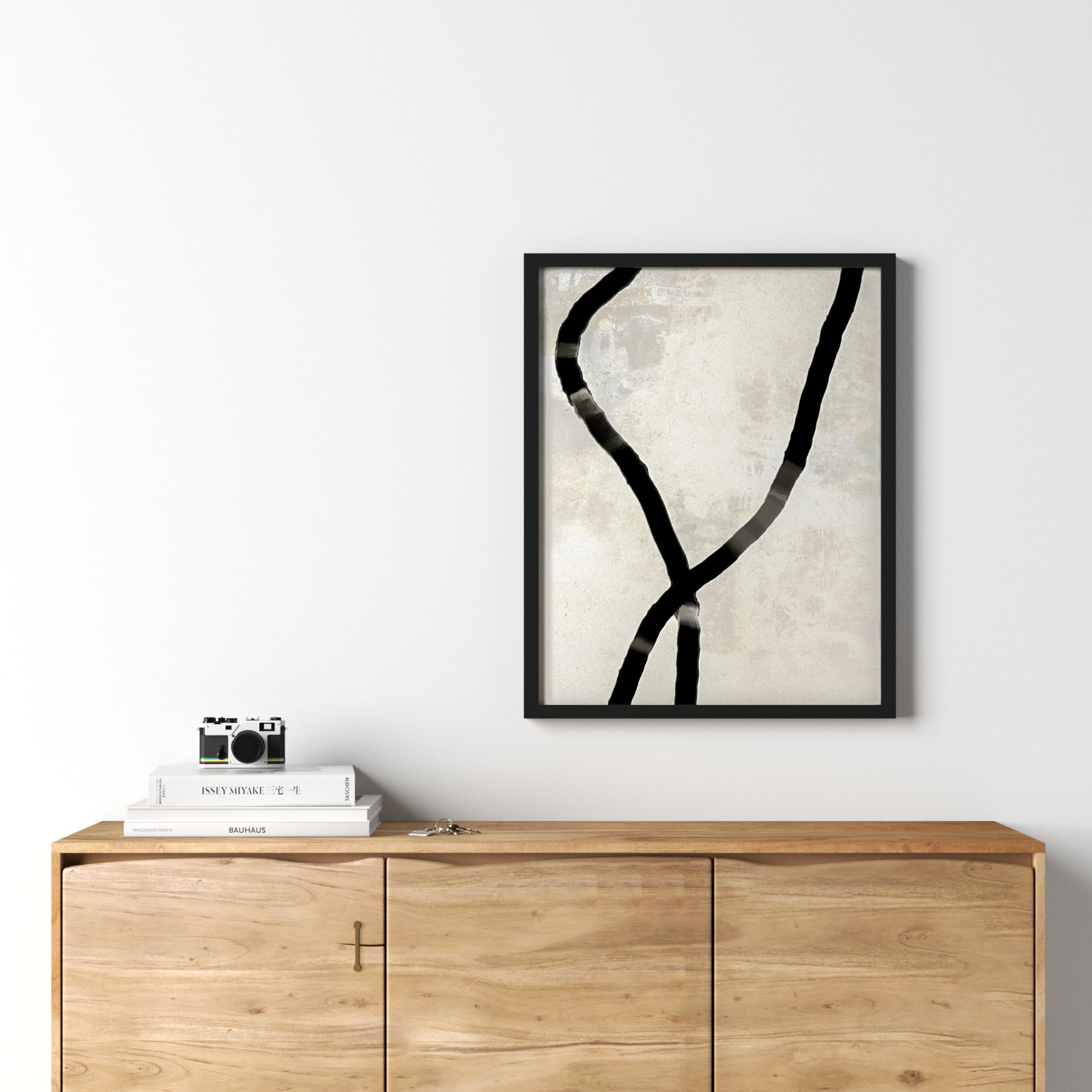 Ropes Series I "Black Rope 5" Print, 30" H x 24" W x 1.25" D, Black