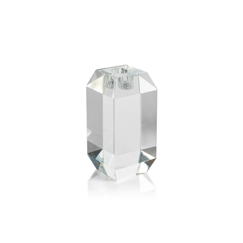 Bougeoir de table en cristal, H 5,5 po x l 2,75 po x P 2,75 po
