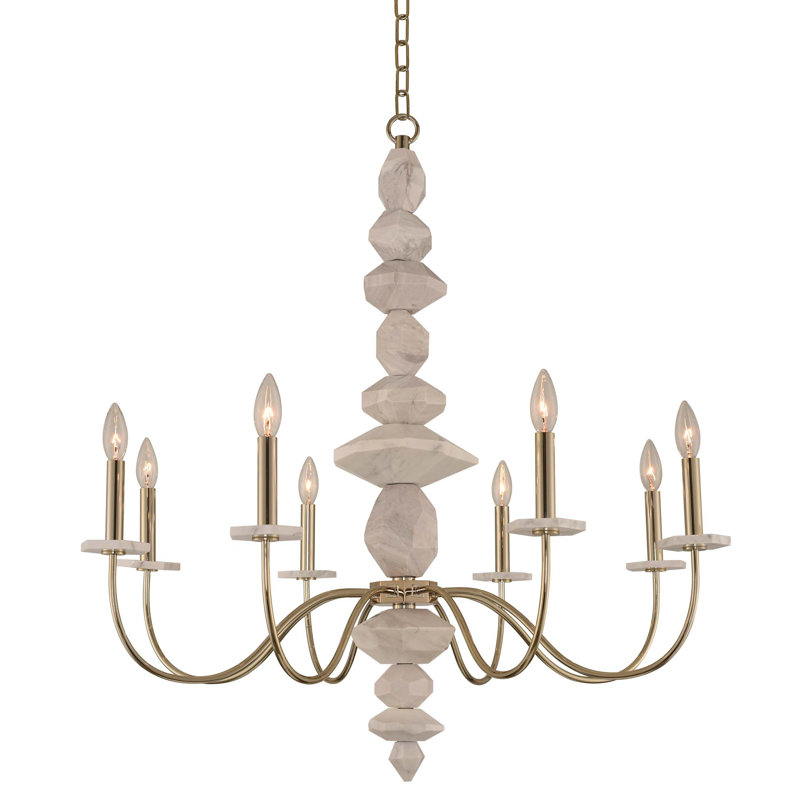 Carrara 8 LT Champagne Gold Chandelier Kalco