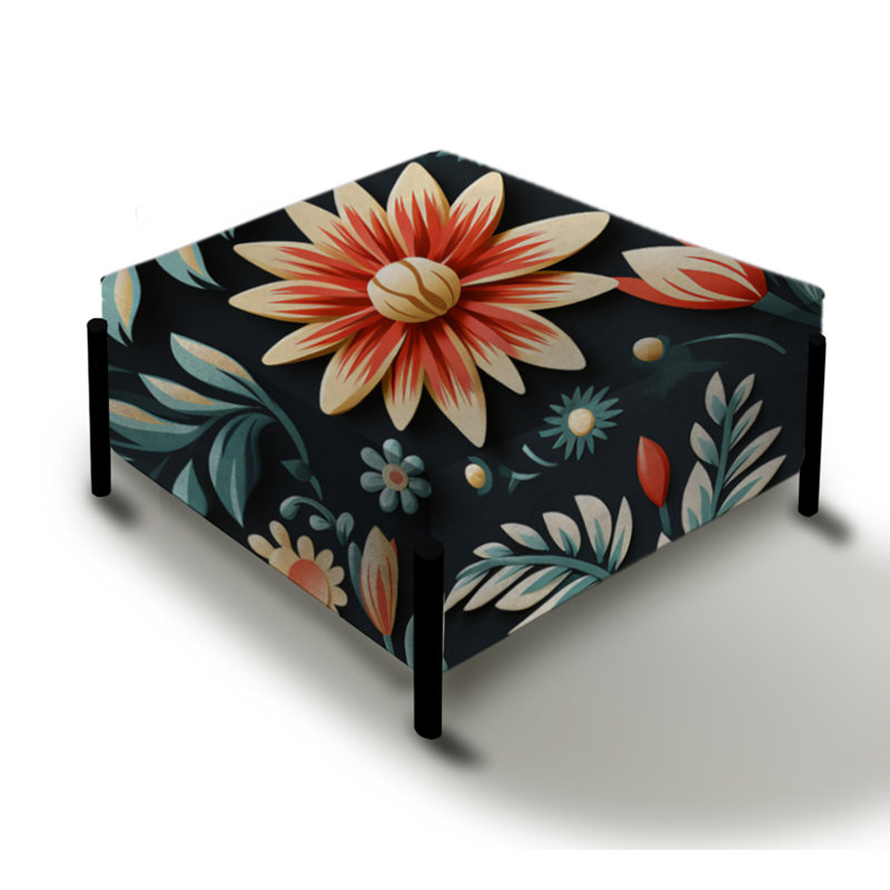Tribal Green Damask Accents - Grand repose-pieds carré damassé