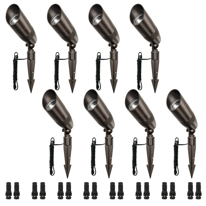 8PK Modern Oil-rubbed Bronze LED Bullet Spot Light - Weatherproof Landscape Lighting for Porch, Stairs, Hedges